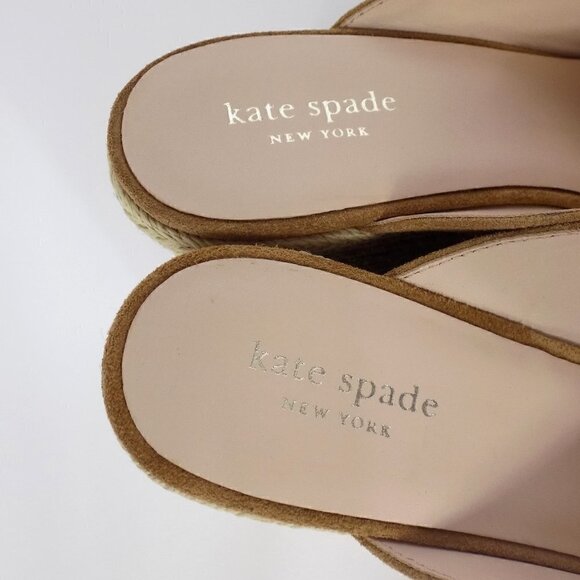 Kate Spade New York Slide Wedge Sandals Espadrille 4" Heel Suede Size 9.5 Thea - Picture 10 of 11